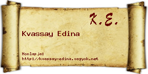 Kvassay Edina névjegykártya